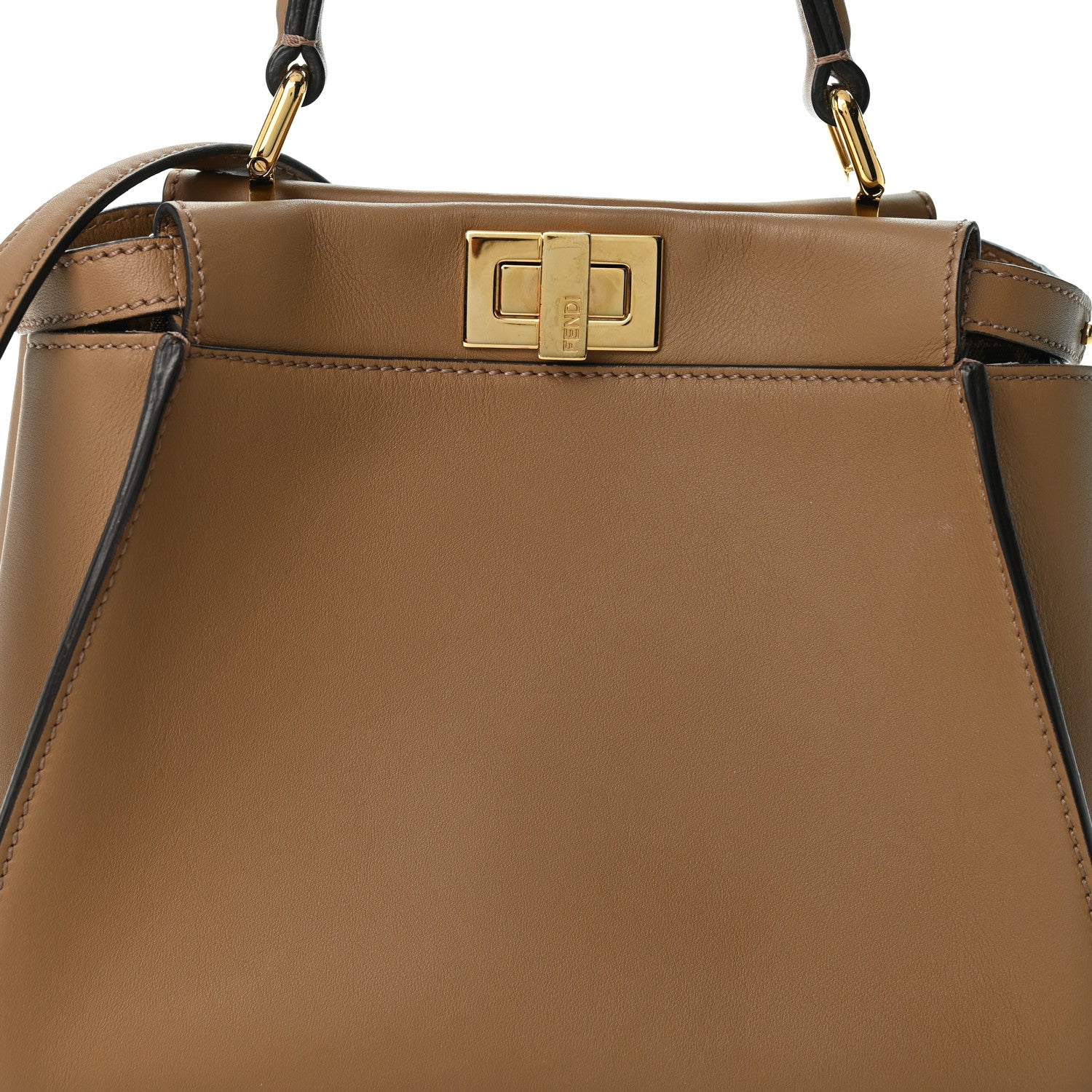 Vitello Seta Fabric Jacquard FF 1974 Mini Peekaboo Iconic Satchel Sand Tobacco Moro - Image 7