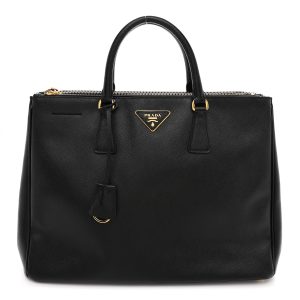 Saffiano Lux Large Galleria Double Zip Tote Black