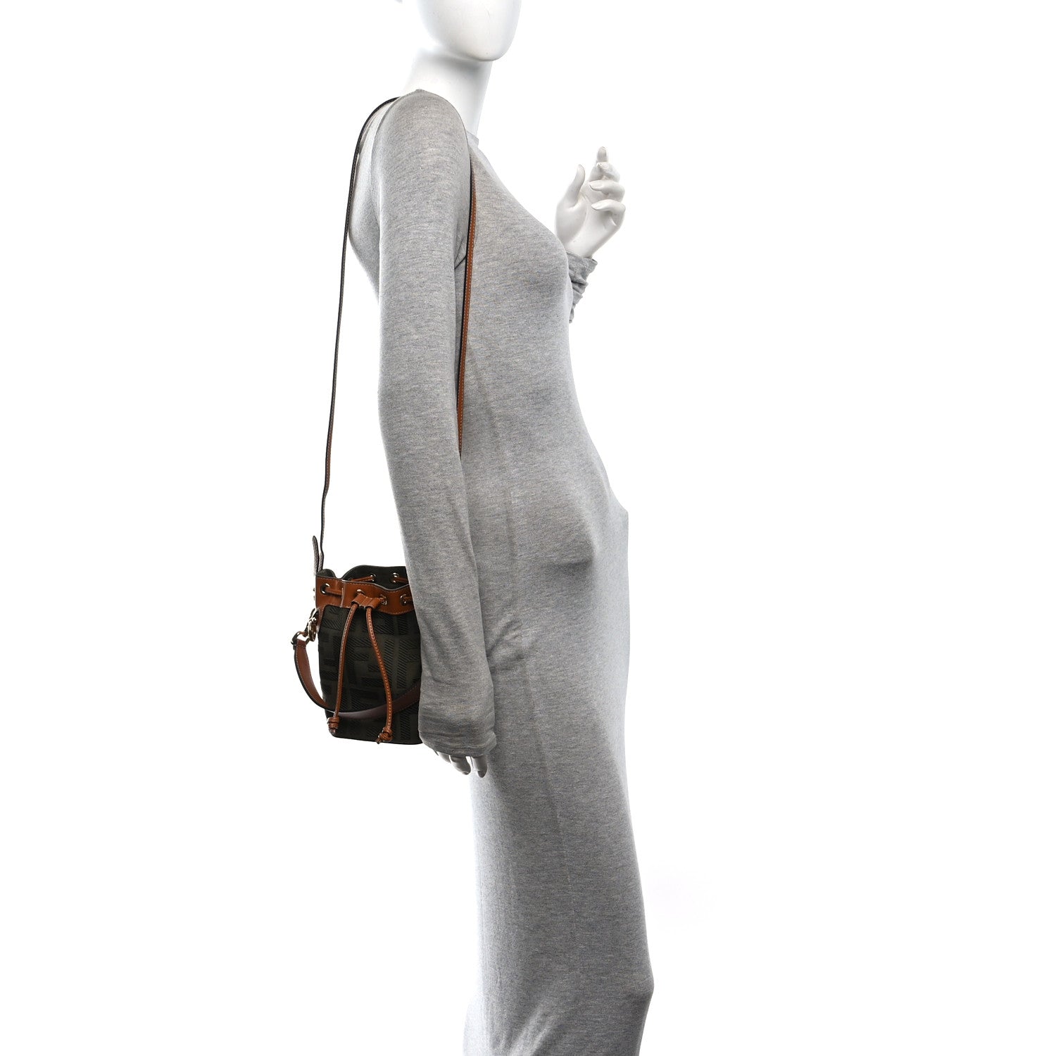 Canvas Vitello King F is Fendi FF Embroidered Mini Mon Tresor Bucket Bag Amazzonia Cuoio - Image 2