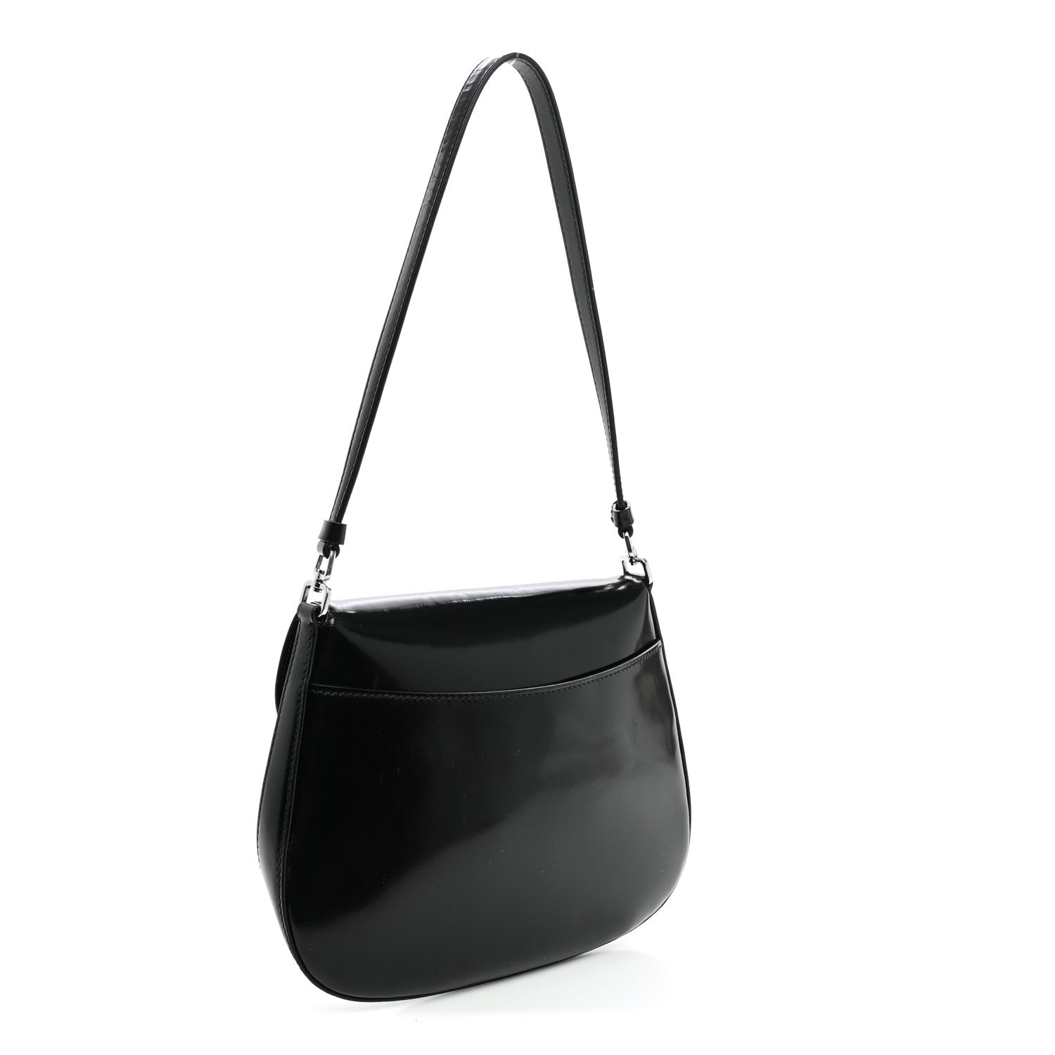 Spazzolato Cleo Flap Shoulder Bag Black - Image 3