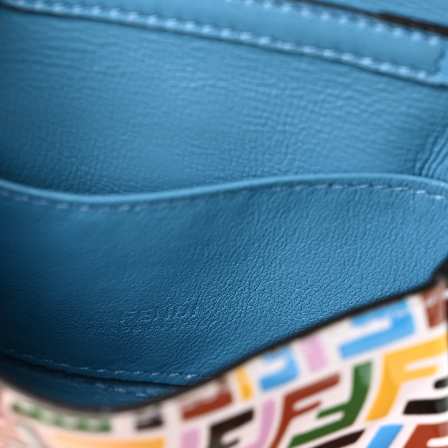 X SARAH COLEMAN Vitello Liberty Ceylon Micro FF Fish Eye Embossed Nano Baguette Charm Multicolor Cyber Blue - Image 6