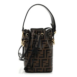 Vitello Liberty F is Fendi Bi-Color FF 1974 Embossed Mini Mon Tresor Bucket Bag Maya Black