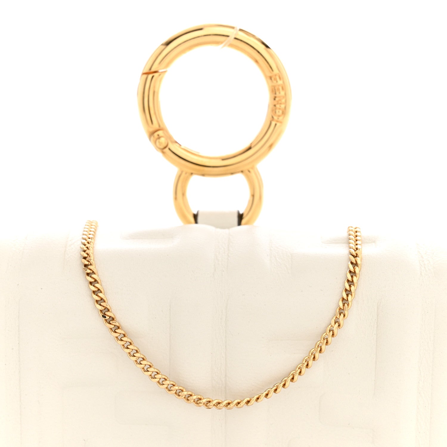 Nappa Matisse FF Embossed Nano Baguette Charm White - Image 7