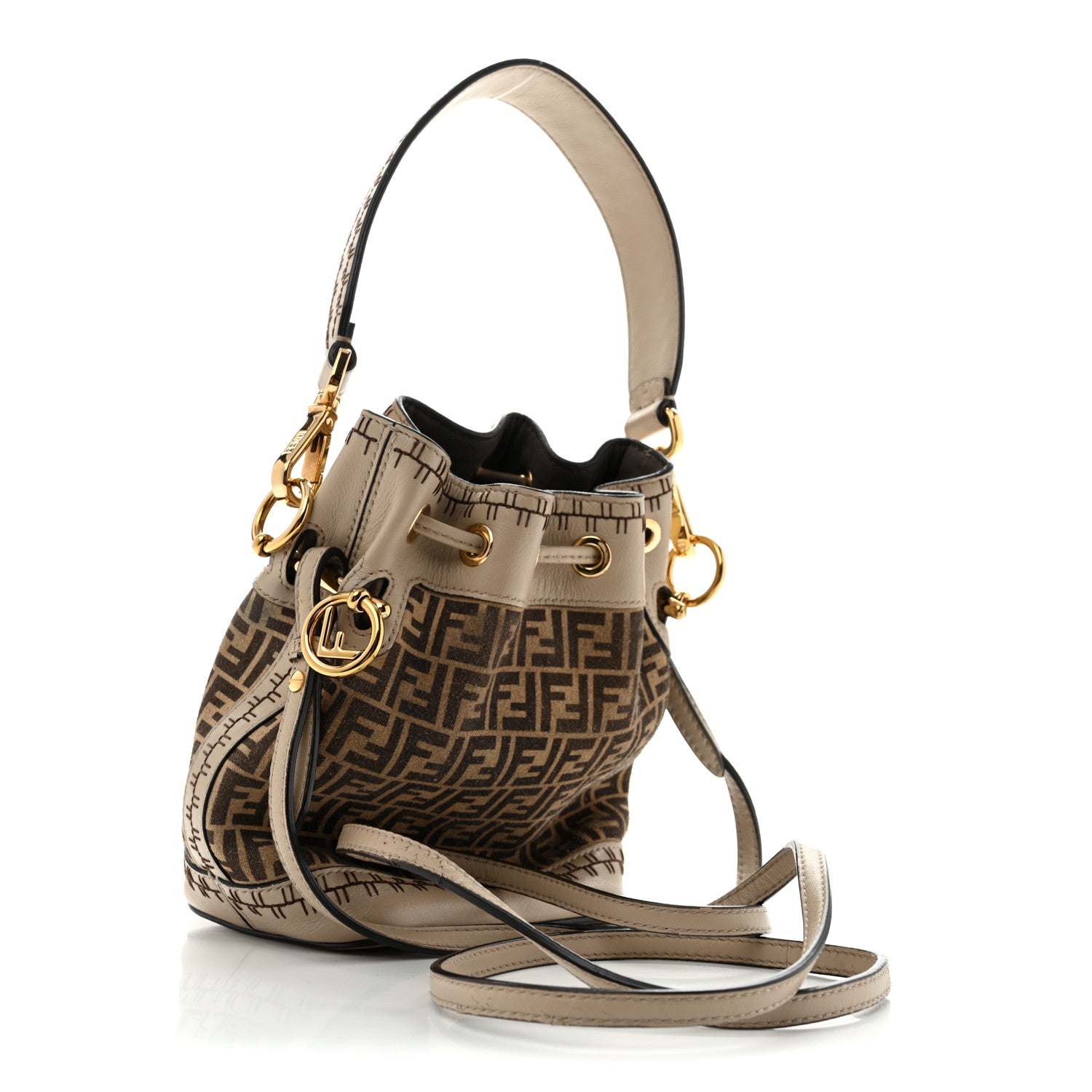 Suede Vitello Grace F is Fendi Micro FF Mini Mon Tresor Bucket Bag Nude Spring Maya - Image 3
