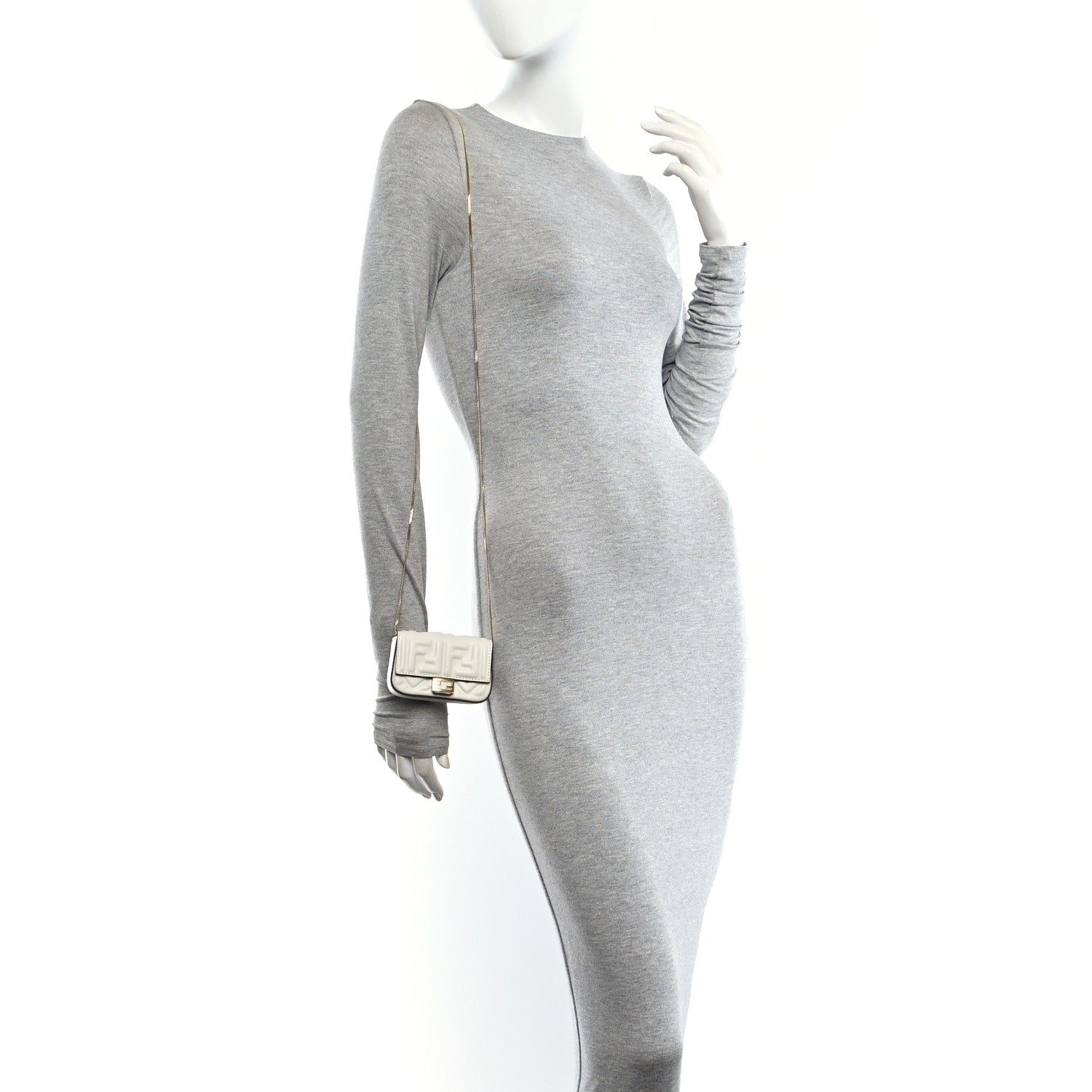 Nappa Matisse FF Embossed Nano Baguette Charm White - Image 2