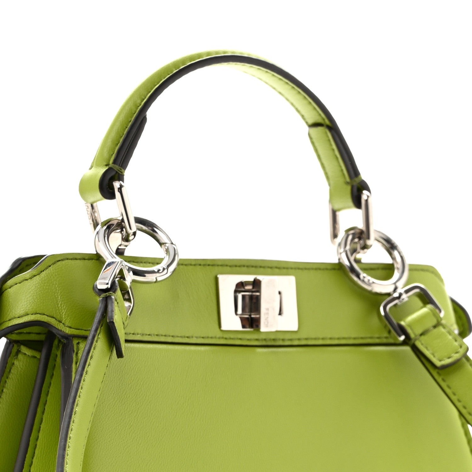 Shiny Nappa Petite Peekaboo I SEE U Satchel Verde Mela - Image 4