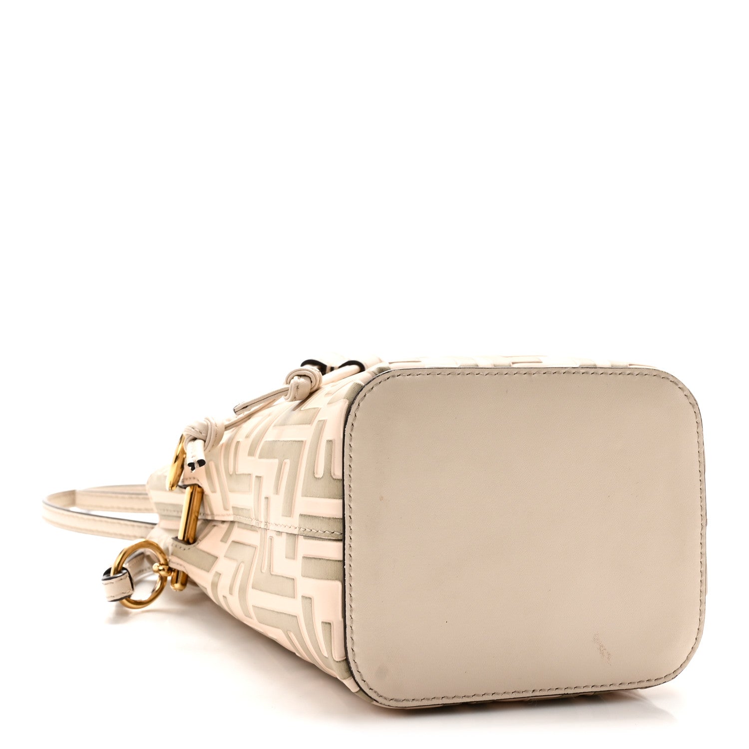 Vitello Liberty F is Fendi Bi-Color FF 1974 Embossed Mini Mon Tresor Bucket Bag Camelia Mandorlo - Image 4