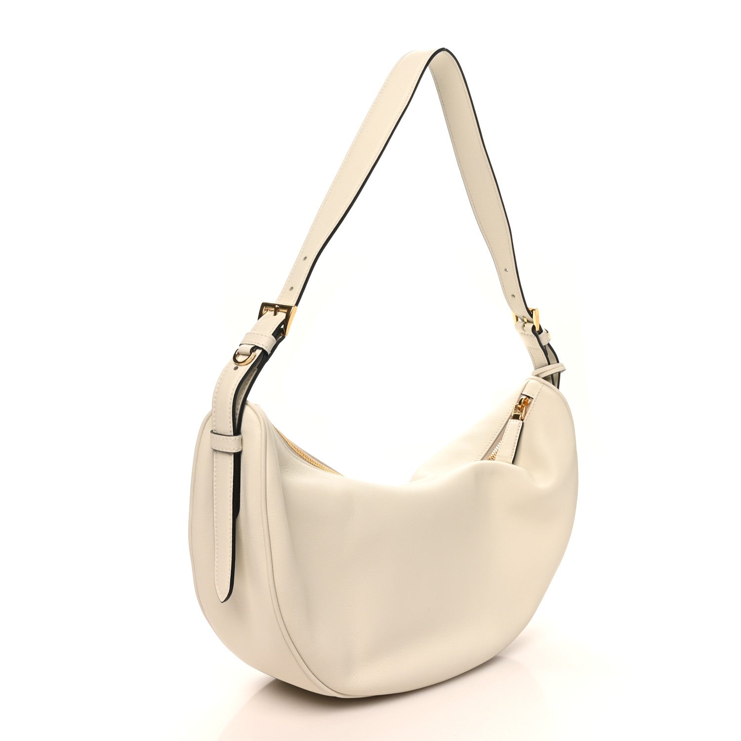 Soft Grain Calfskin Large Demi-Lune Shoulder Bag White - 图片 3