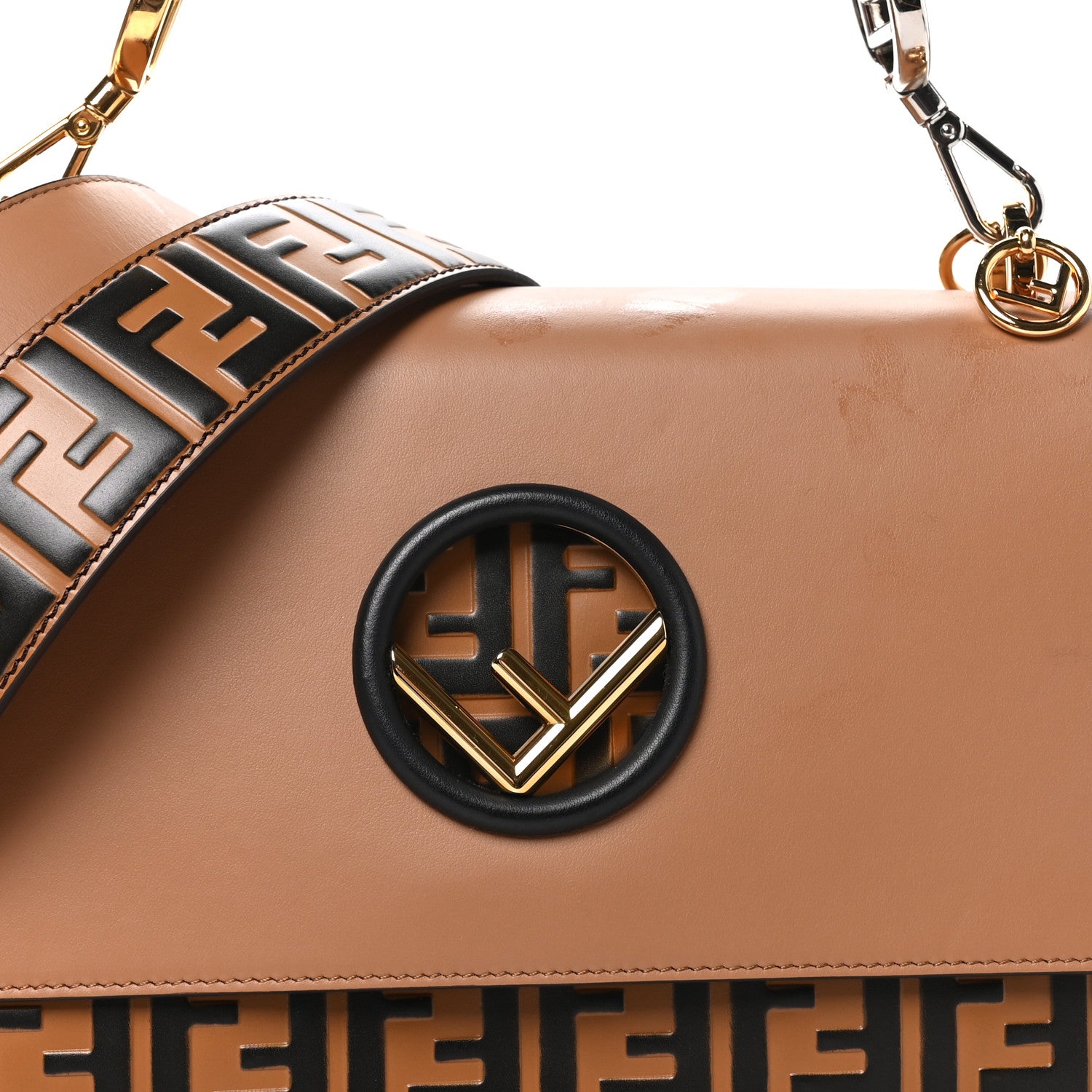 Vitello Century F is Fendi FF Embossed Kan I Shoulder Bag Orzo Tobacco - Image 7