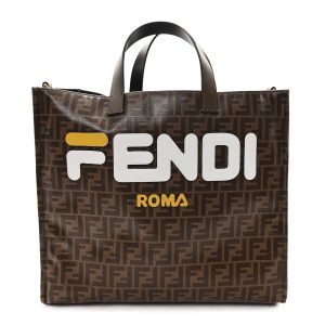 X FILA Glazed Fabric FF 1974 Mania Shopping Tote Bag Mogano Panna White