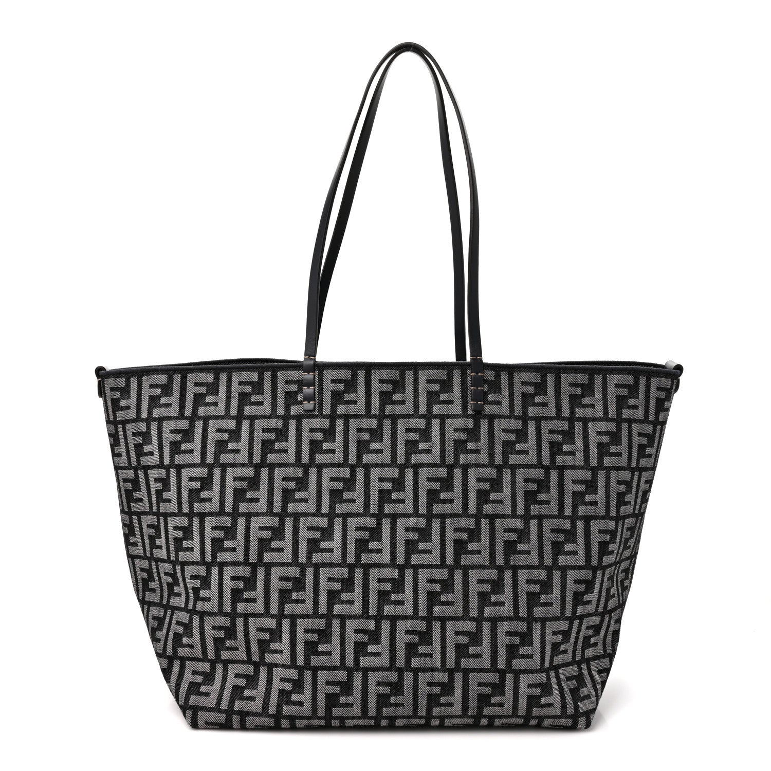 Chenille Vitello Santa Barbara FF Large Roll Reversible Shopping Tote Grigio Notte Flamingo