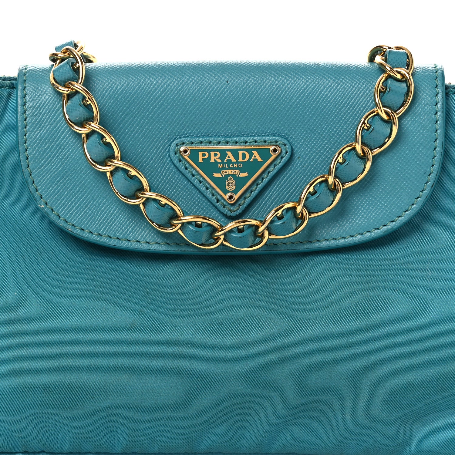 Tessuto Nylon Saffiano Crossbody Bag Turchese - Image 9
