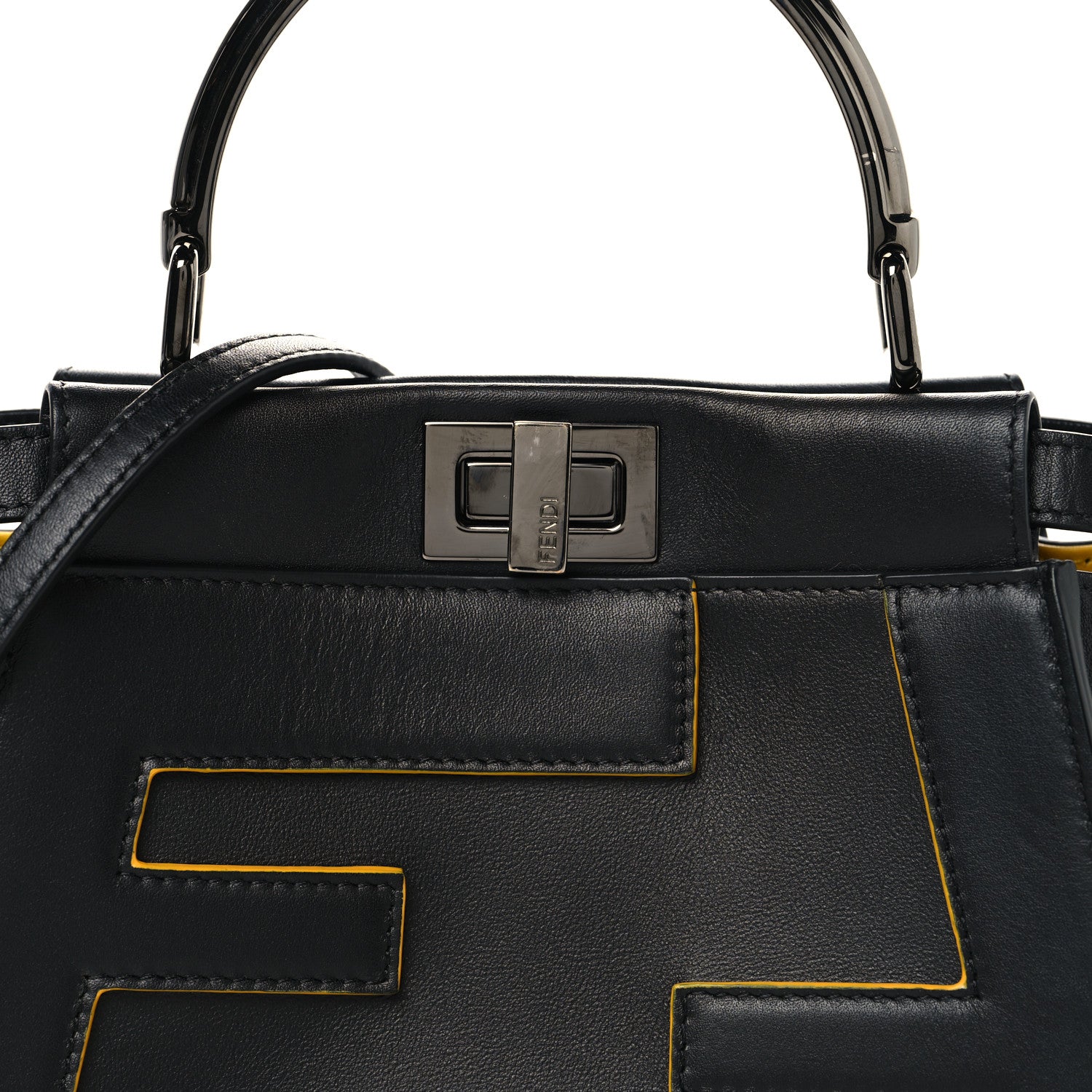 Nappa FF Mini Peekaboo Iconic Satchel Black Sunflower - Image 9