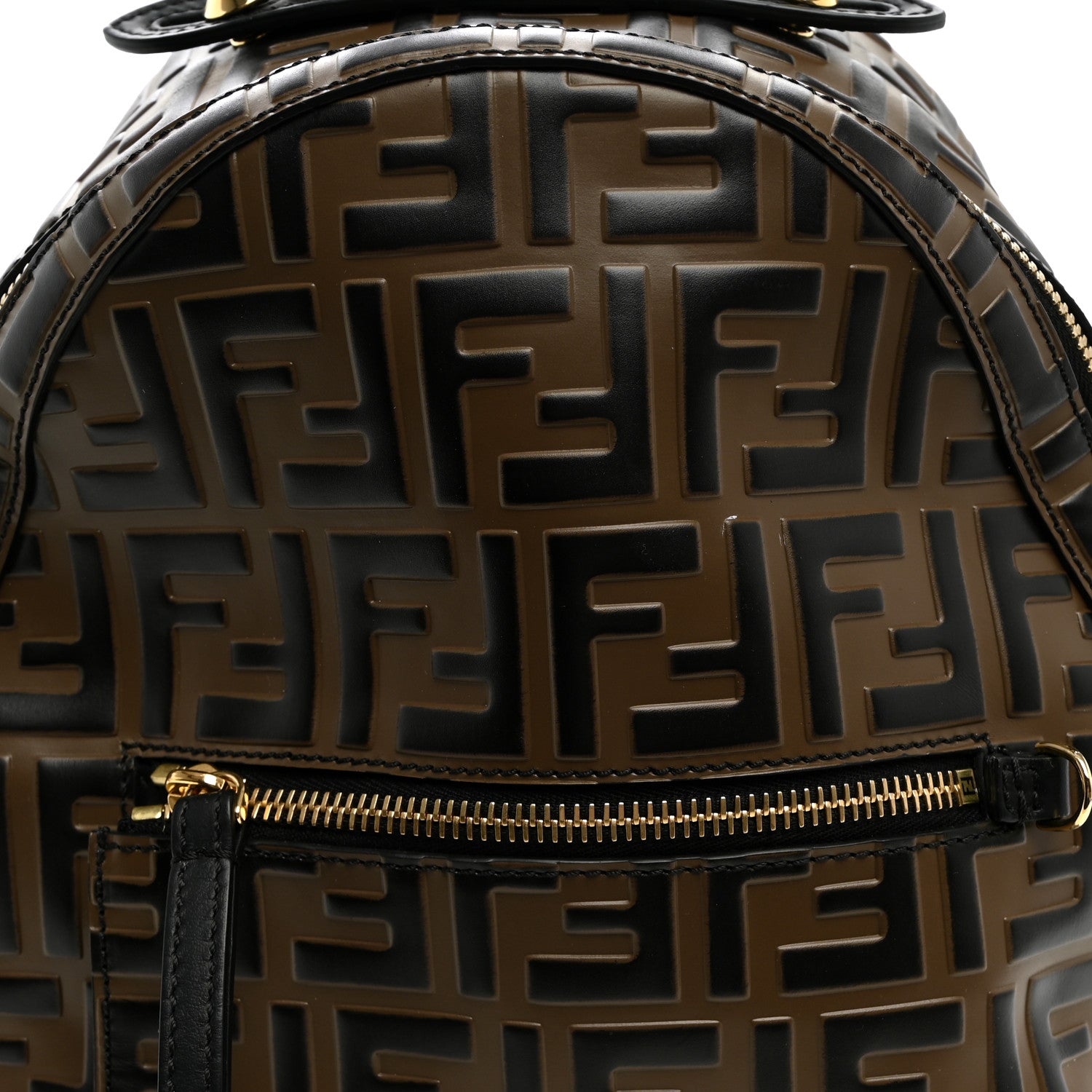 Vitello Bi-Color FF 1974 Embossed Mini Backpack Maya Black - Image 8