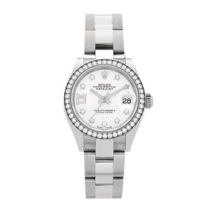 Stainless Steel 18K White Gold Diamond 28mm Oyster Perpetual Datejust Watch Silver 279384RBR