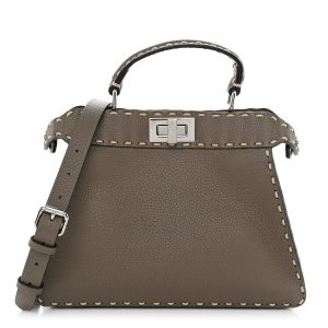 Vitello Granato Camoscio Selleria Macro Stitchings Small Peekaboo I SEE U Satchel Tartufo