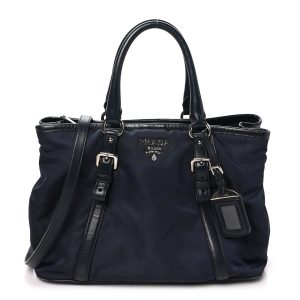 Tessuto Nylon Soft Calf Small Tote Blue