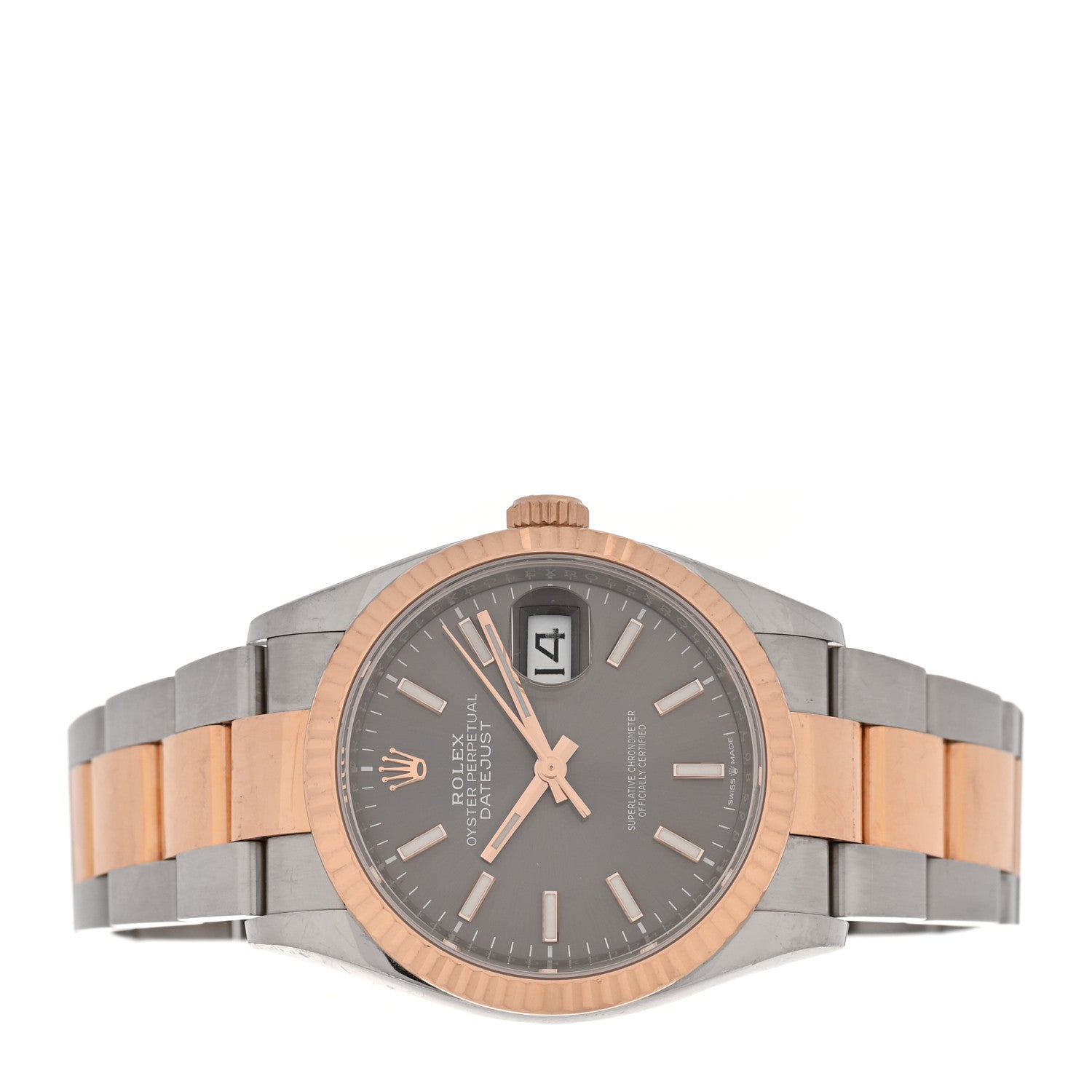 Stainless Steel 18K Everose Gold 36mm Oyster Perpetual Datejust Watch Slate 126231 - Image 2