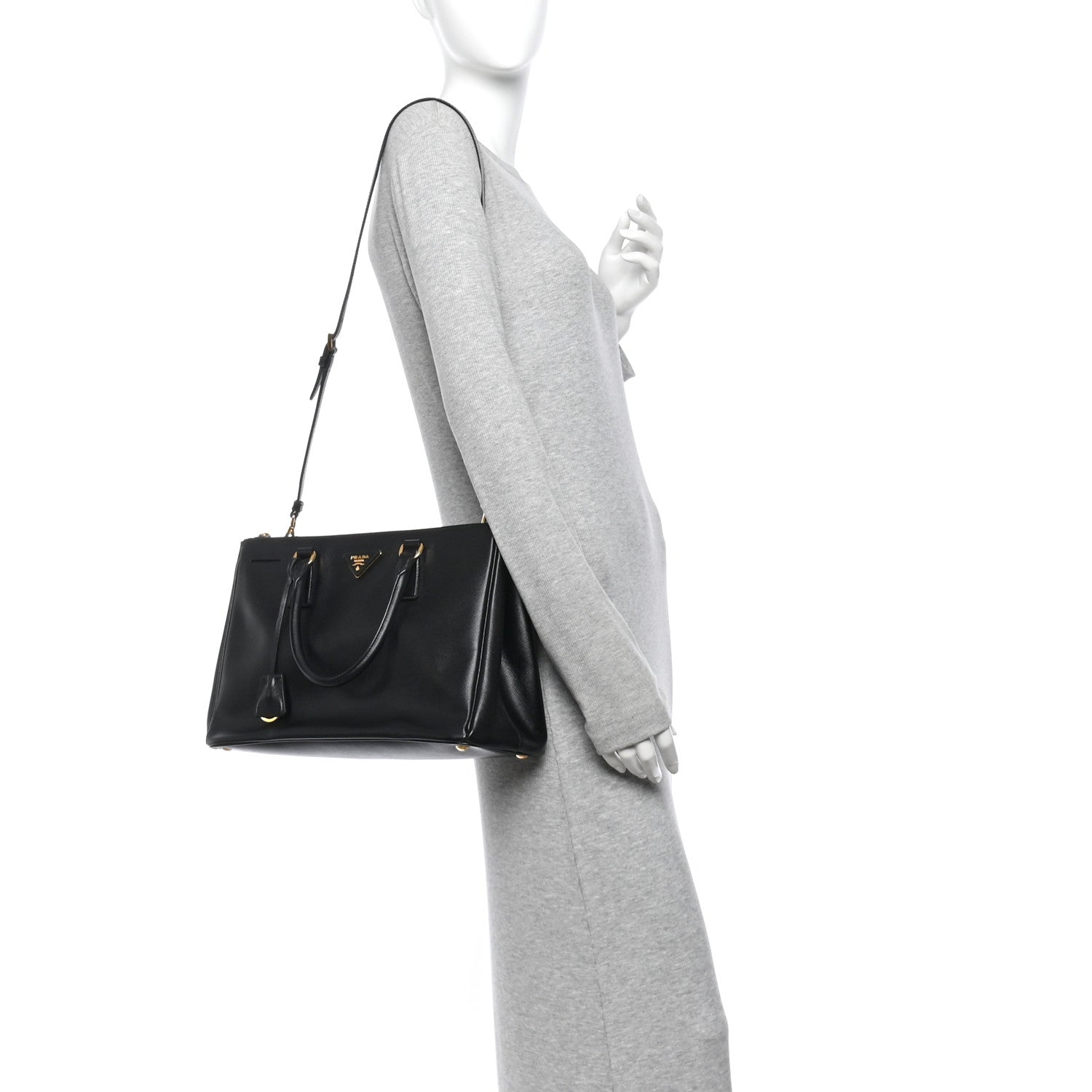Saffiano Medium Galleria Double Zip Tote Black - Image 2
