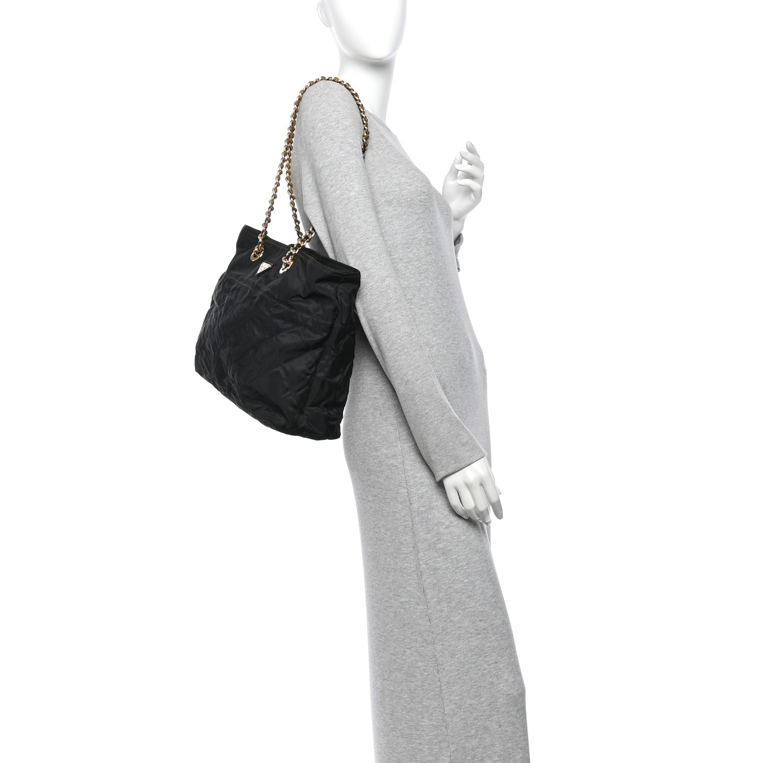Nylon Tessuto Impuntu Quilted Tote Black - Image 2