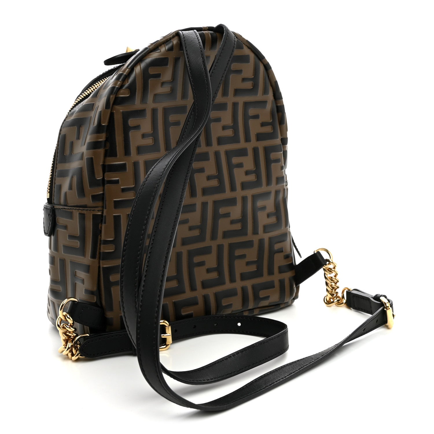 Vitello Bi-Color FF 1974 Embossed Mini Backpack Maya Black - Image 3