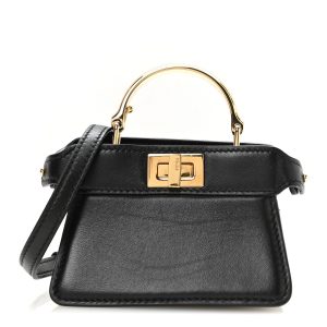 Shiny Nappa Nano Peekaboo Maxi Handle Satchel Black