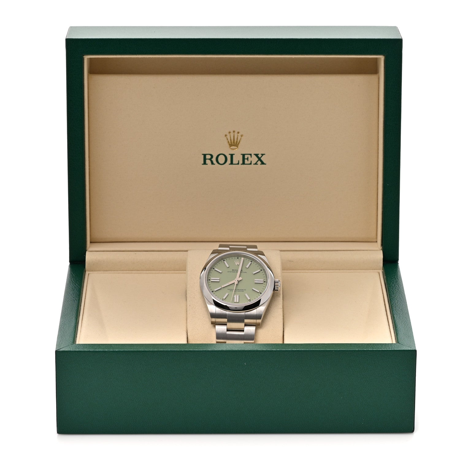 Stainless Steel 41mm Oyster Perpetual Watch Pistachio 134300 - Image 5