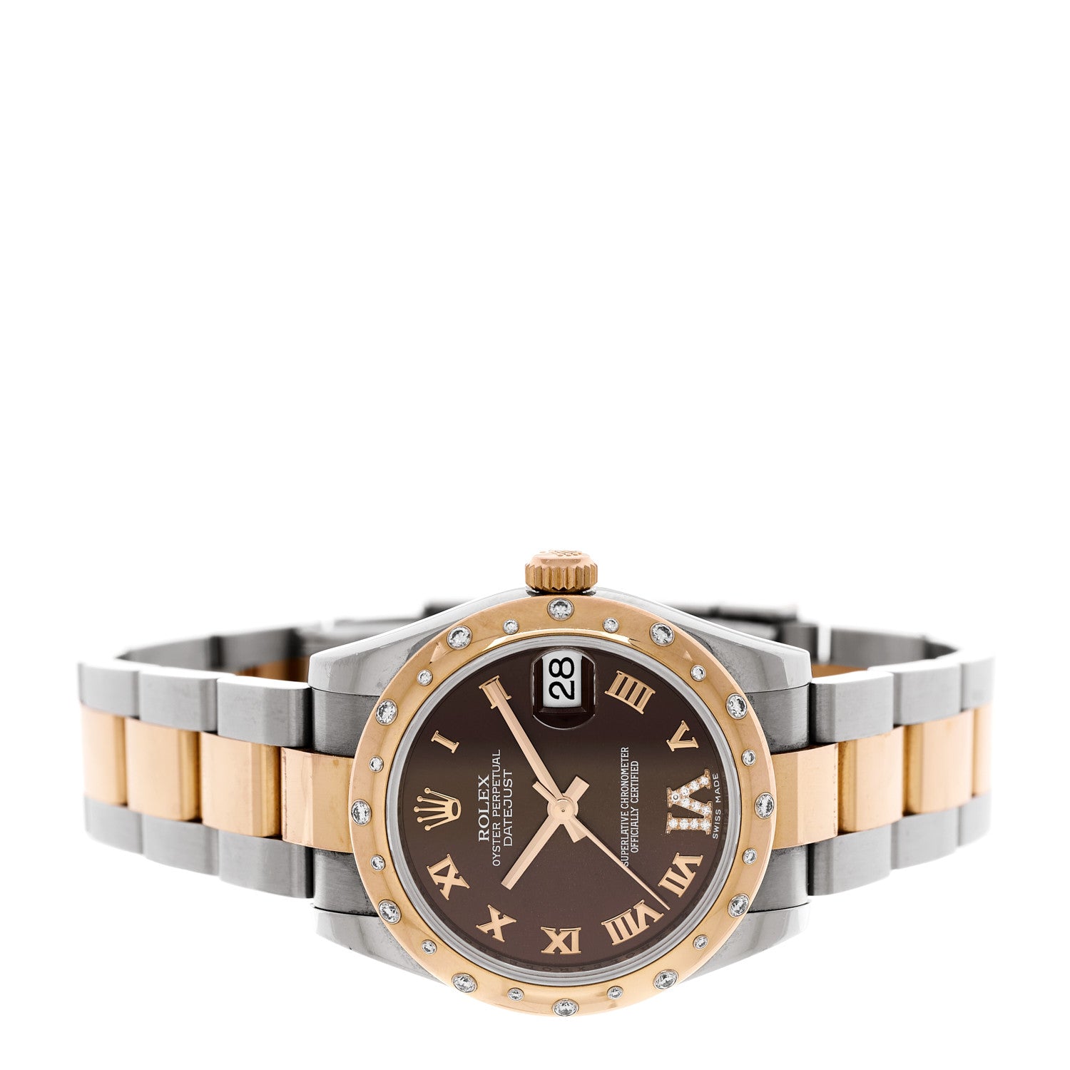 Stainless Steel 18K Everose Gold Diamond 31mm Oyster Perpetual Datejust Watch Chocolate Roman 178341 - Image 2