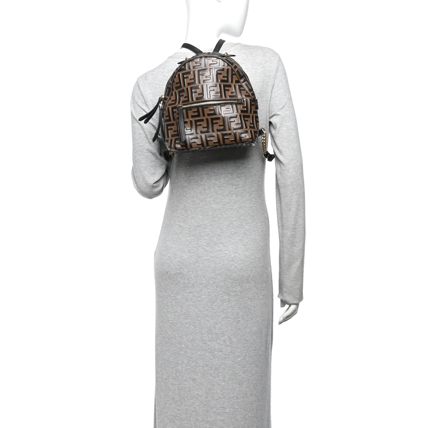 Vitello Bi-Color FF 1974 Embossed Mini Backpack Maya Black - Image 2