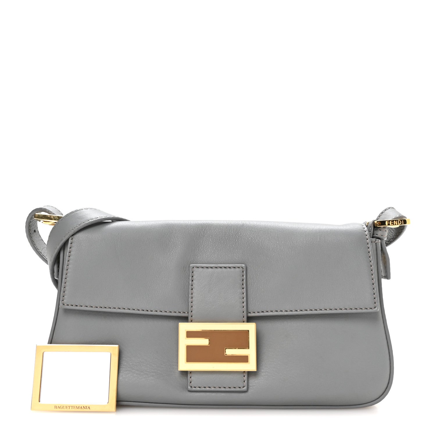 Vitello Flamingo Enamel Interchangeable Strap Baguette Grigio Chiaro Latte Tabacco - Image 3