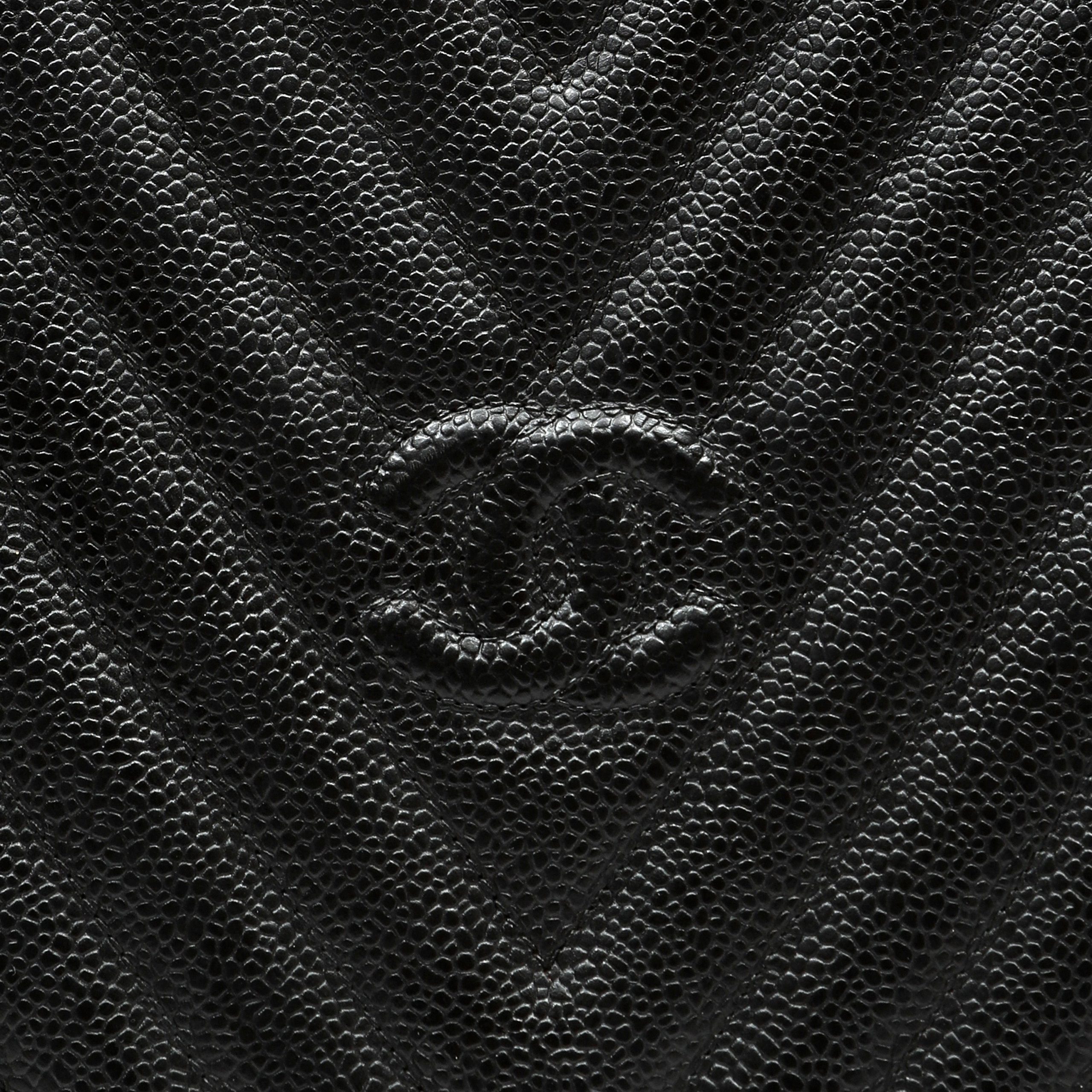 Chanel 1992 Top-Handle CC V-stitch Black Caviar w/Gold Hardware Tassel - 图片 7