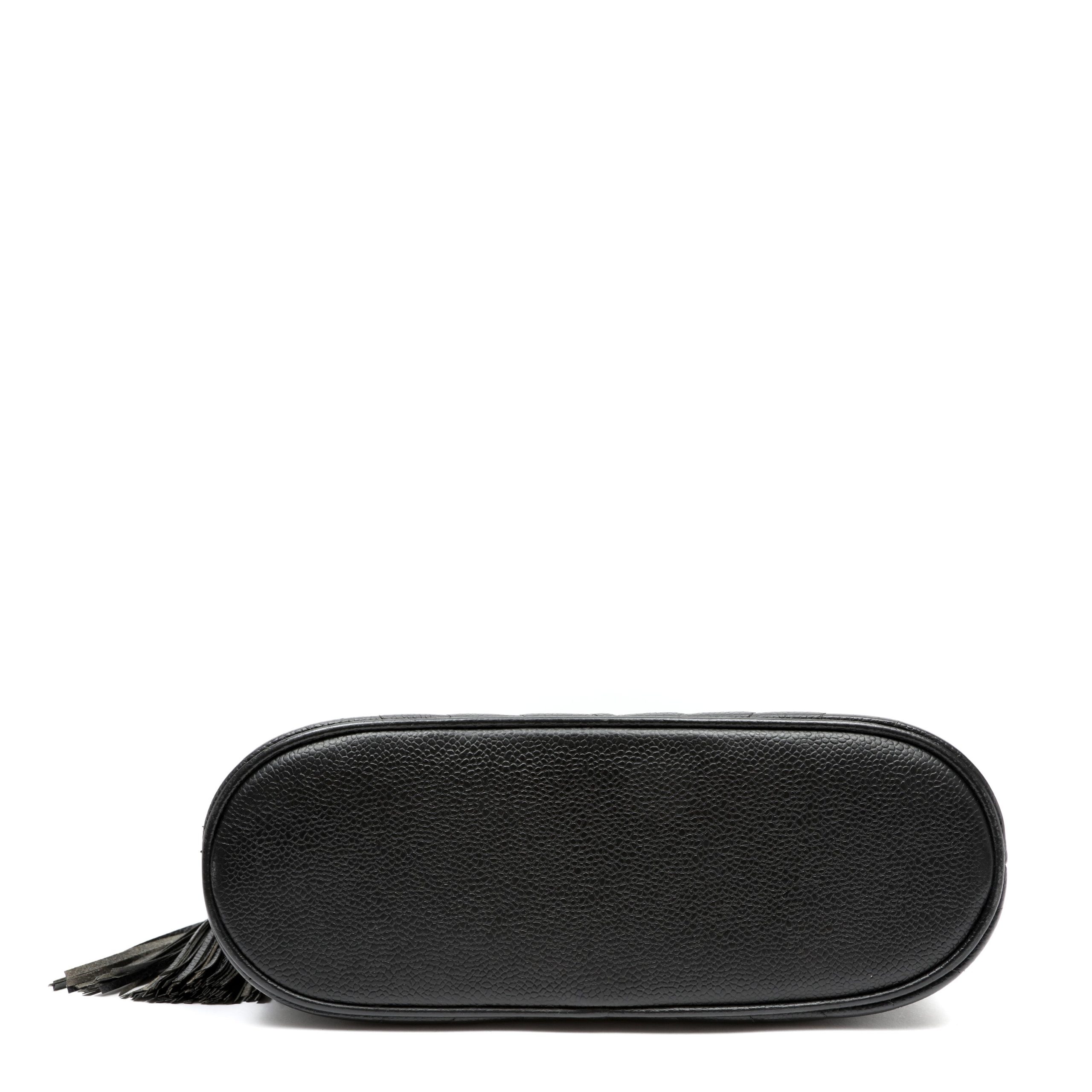 Chanel 1992 Top-Handle CC V-stitch Black Caviar w/Gold Hardware Tassel - 图片 6