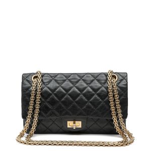Chanel 2.55 Reissue Flap Bag Black Quilted Aged Calfskin Leather w/Gold Hardware