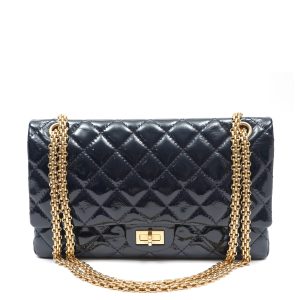 Chanel 2.55 Reissue Flap Bag Navy Blue Quilted Patent Leather w/Gold Hardware