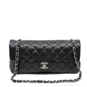 Chanel East West Black Quilted Lambskin w/Silver Hardware