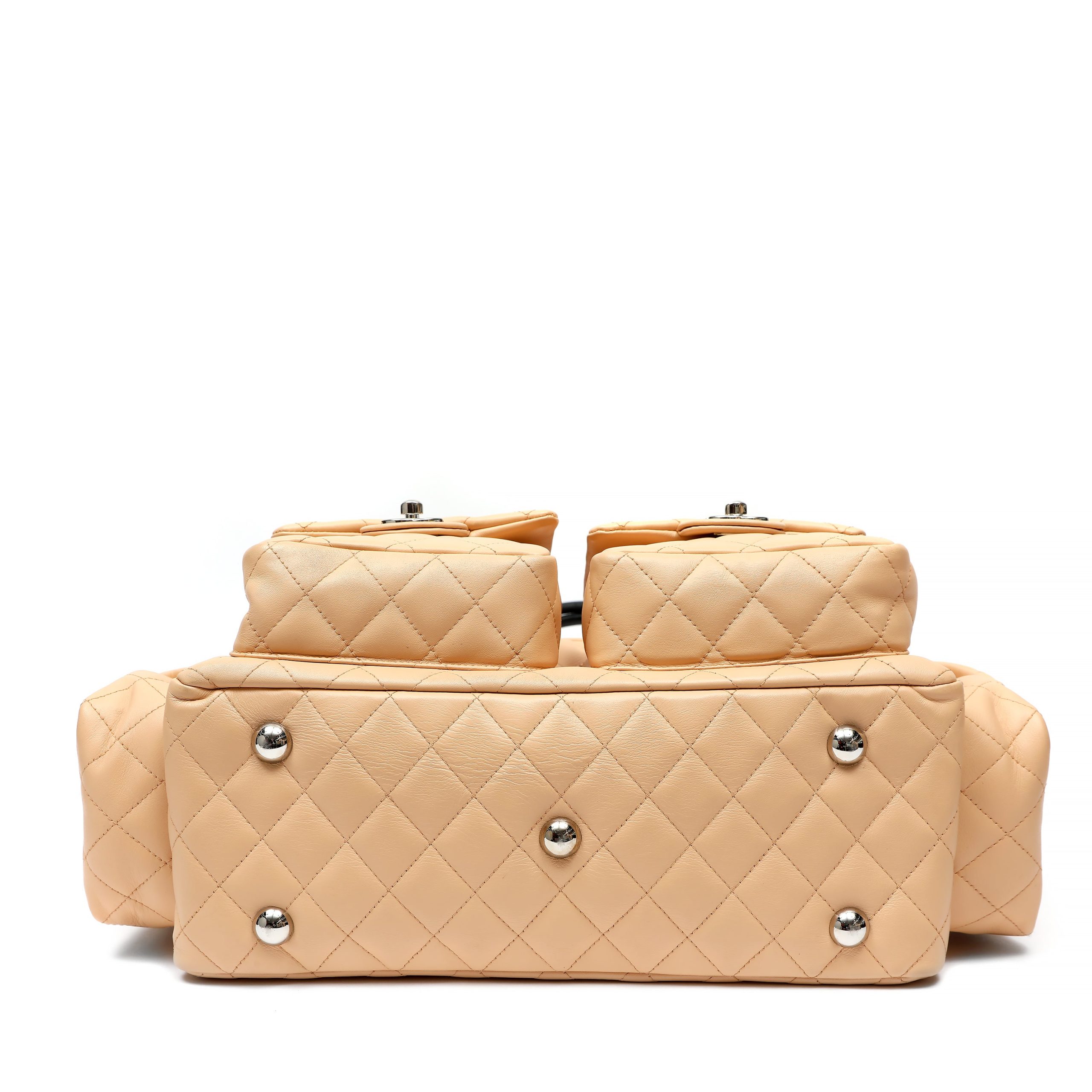 Chanel Cambon Reporter Bag Beige Quilted Leather w/CC Logo Silver Hardware - 图片 5