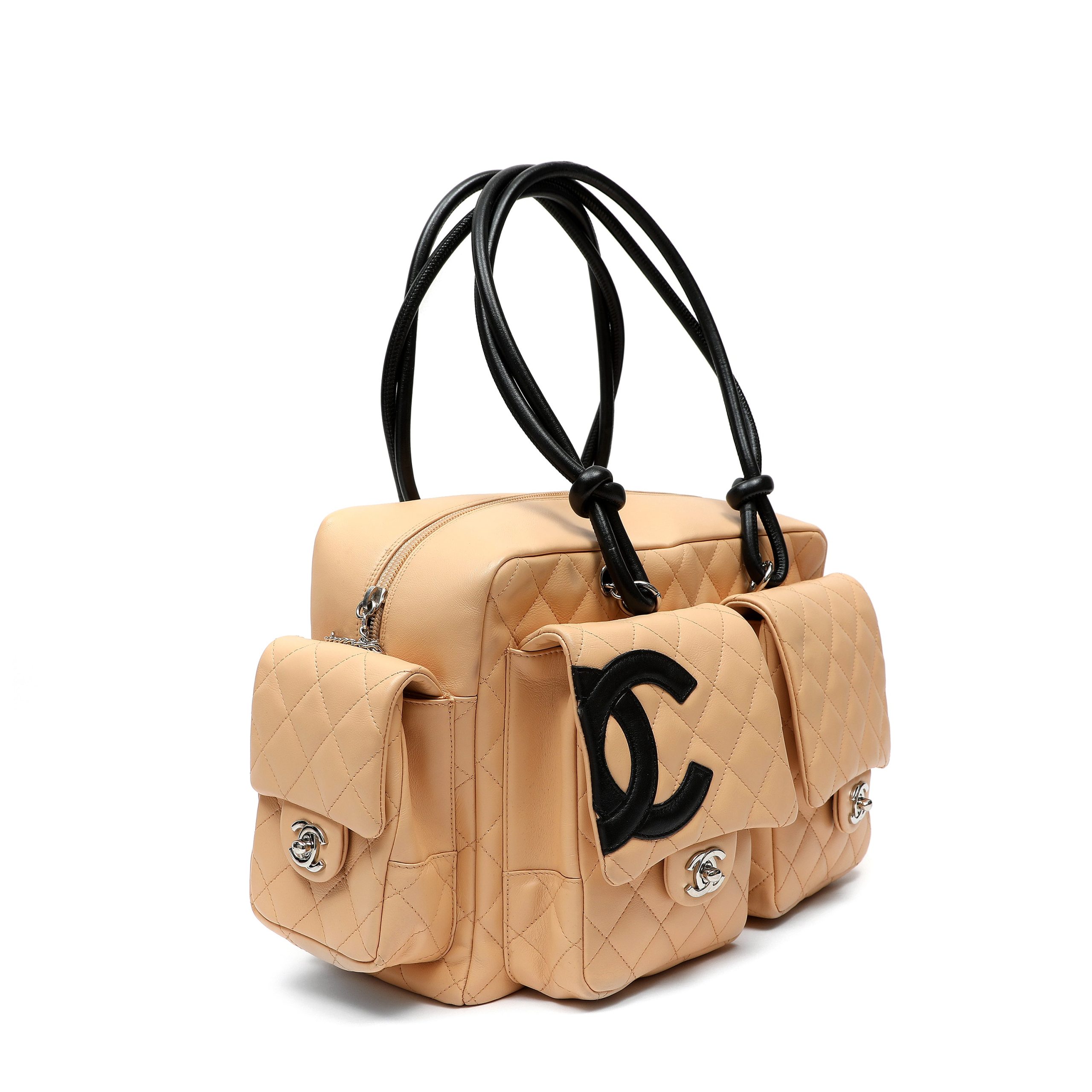 Chanel Cambon Reporter Bag Beige Quilted Leather w/CC Logo Silver Hardware - 图片 2