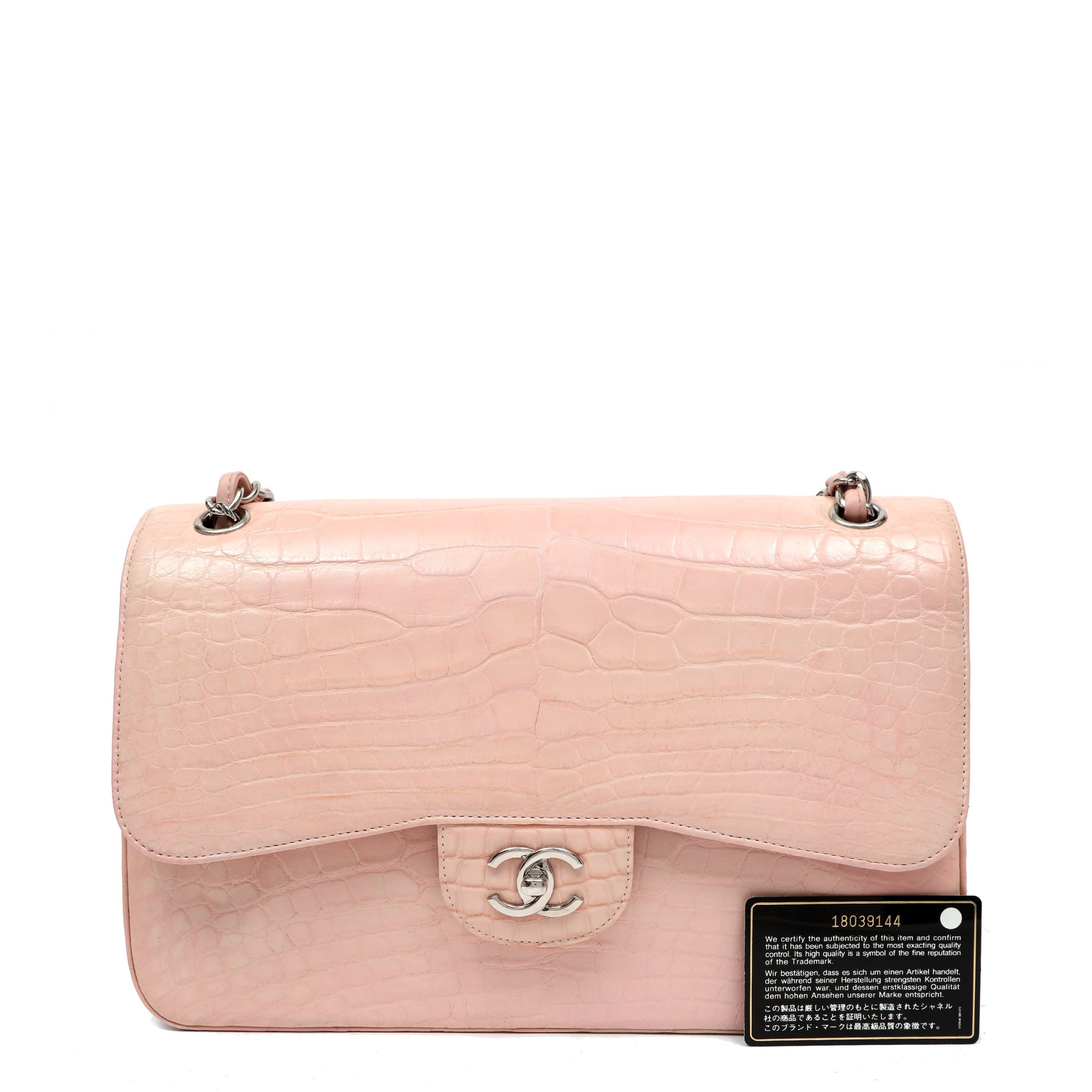 Chanel Classic Jumbo Double Flap Bag Pink Alligator w/Silver Hardware - 图片 8