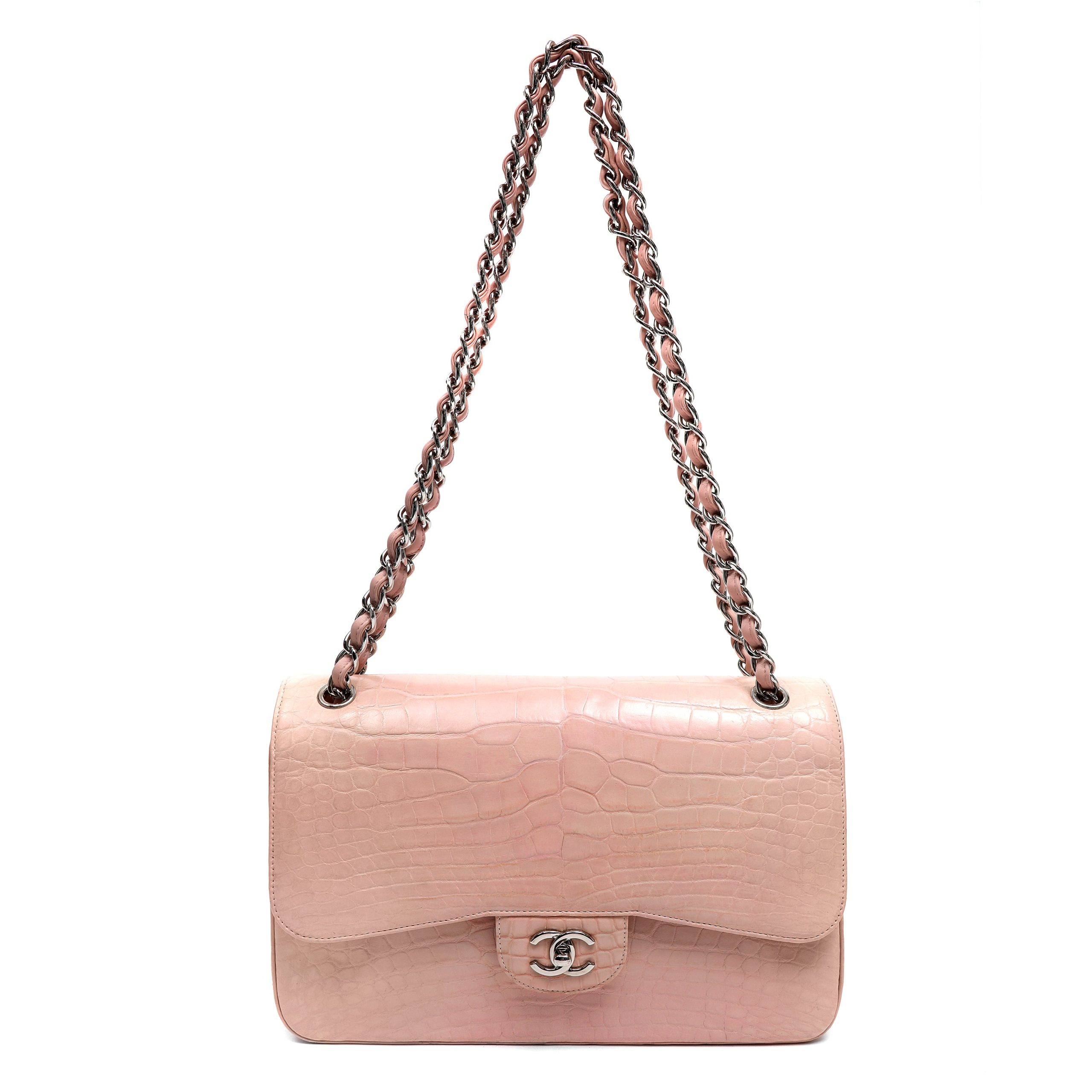 Chanel Classic Jumbo Double Flap Bag Pink Alligator w/Silver Hardware - 图片 2