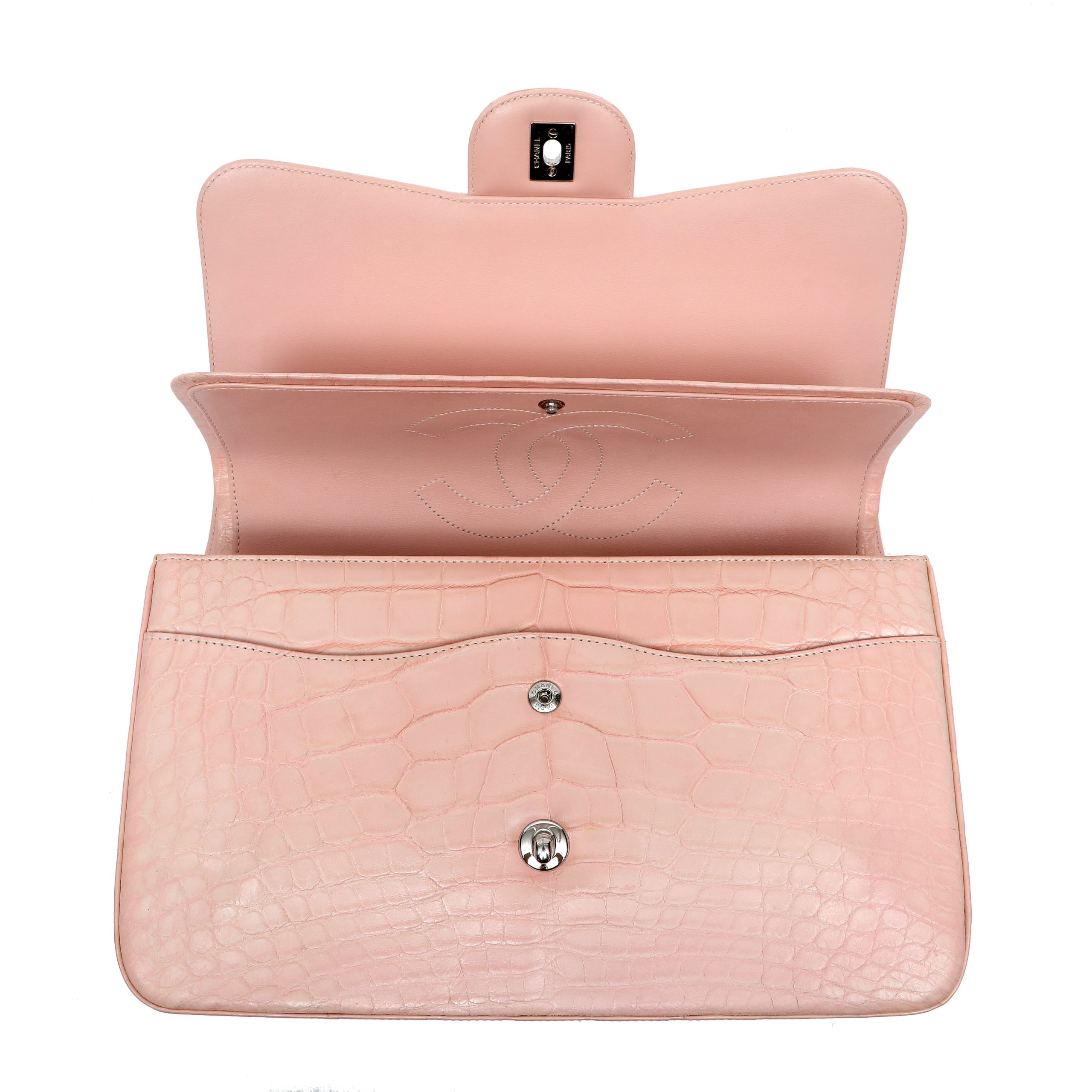 Chanel Classic Jumbo Double Flap Bag Pink Alligator w/Silver Hardware - 图片 3