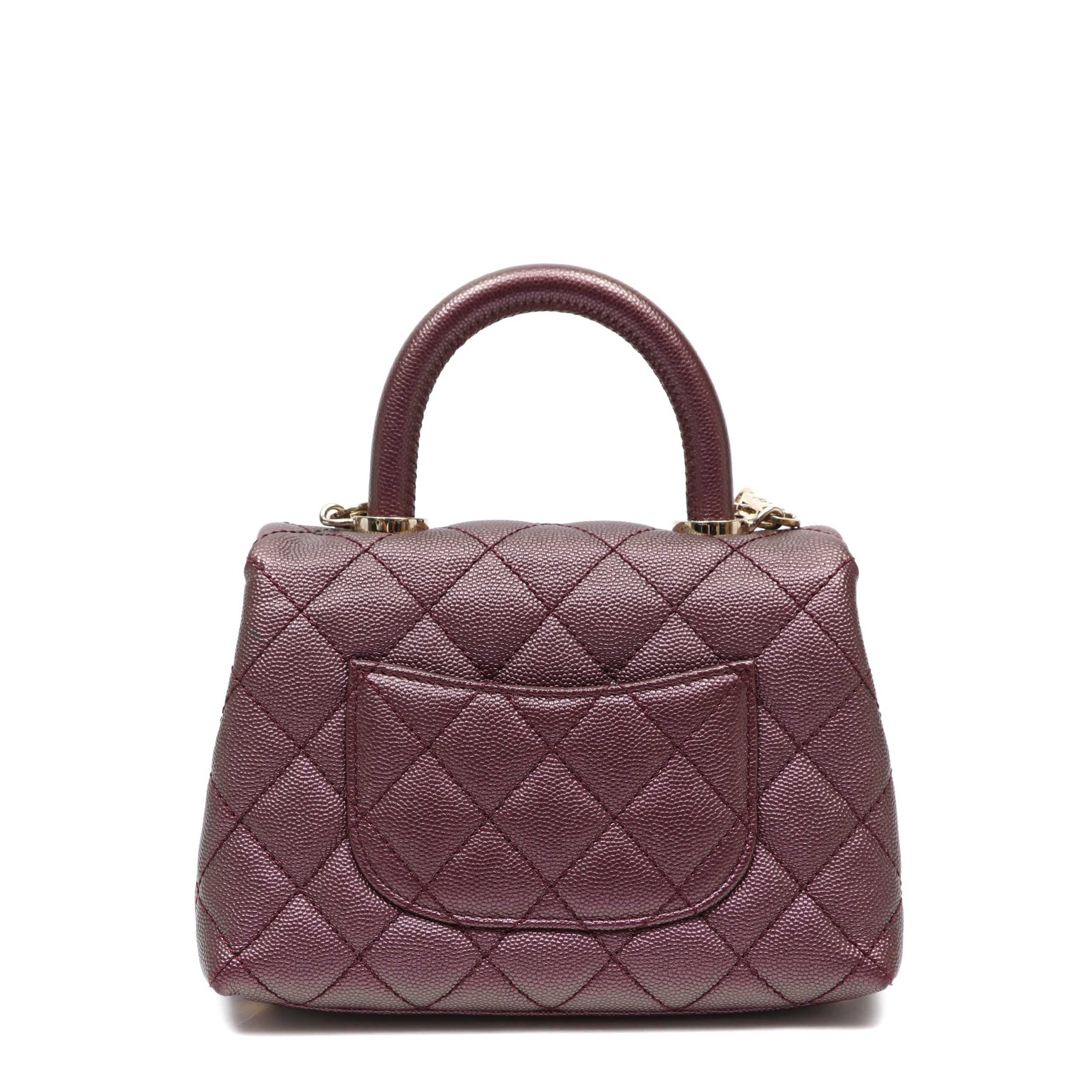 Chanel Mini Coco Handle Bag Burgundy Quilted Caviar Leather w/Gold Hardware - 图片 5