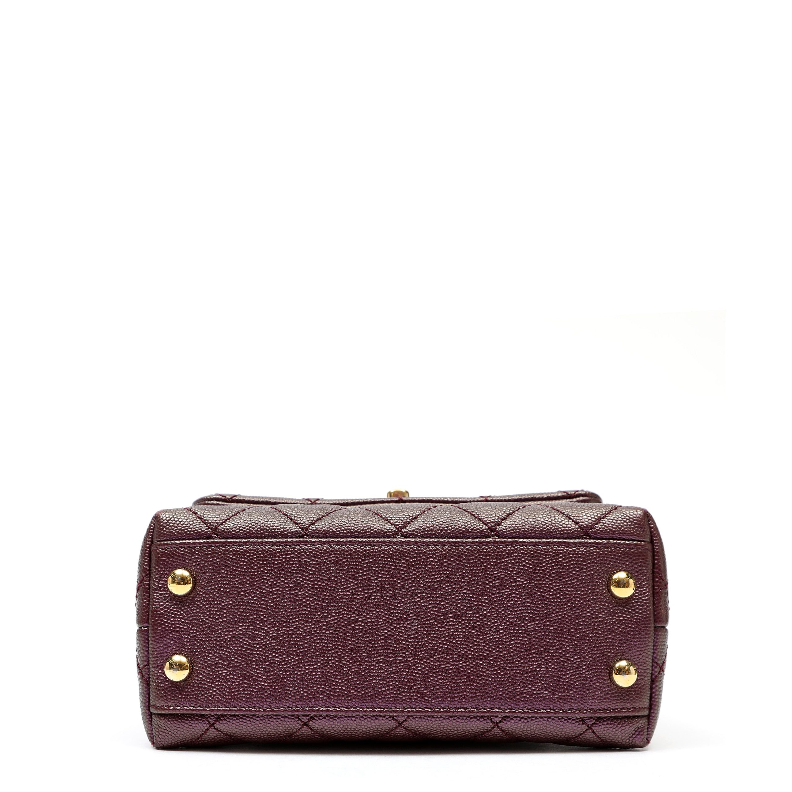 Chanel Mini Coco Handle Bag Burgundy Quilted Caviar Leather w/Gold Hardware - 图片 6