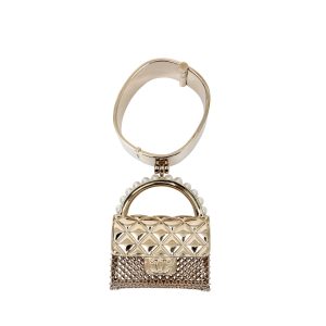Chanel Purse Charm Cuff Bracelet Jewelry 2021 Collection in Gold Hardware