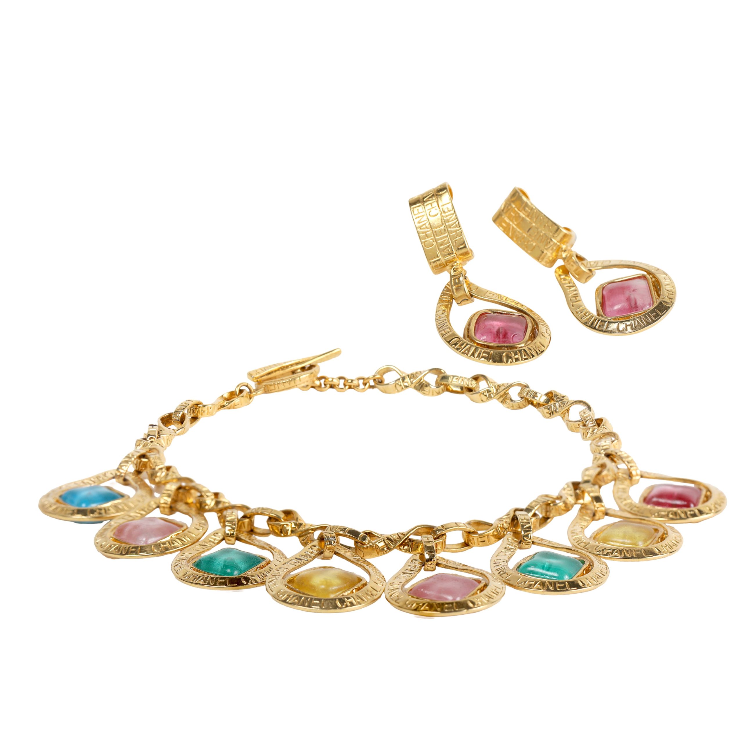 Chanel Vintage Gold Gripoix Necklace and Earrings Set - 图片 2