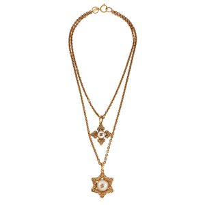Chanel Gold 'CC' Sun Double Pendant Necklace