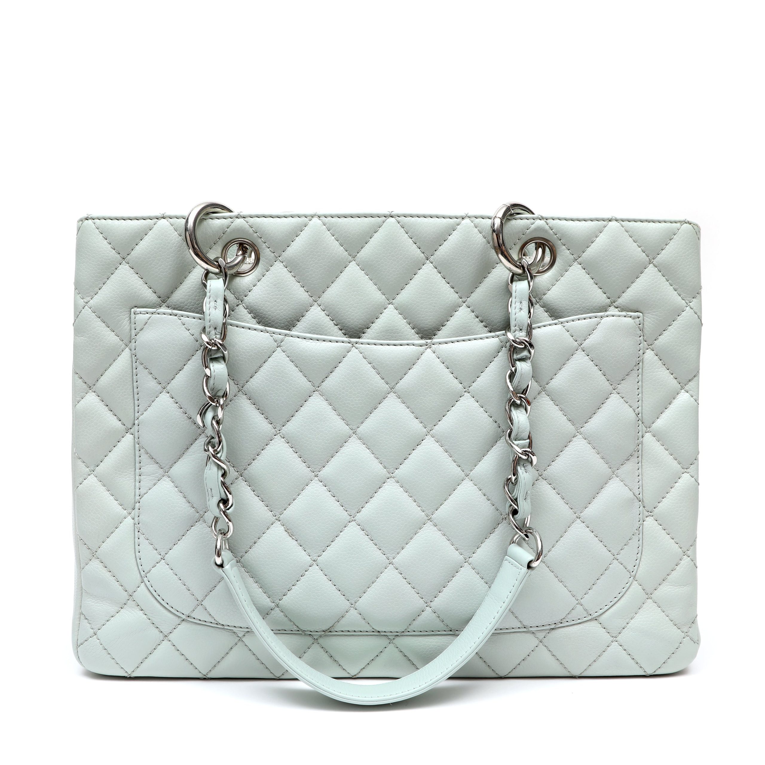 Chanel Grand Shopping Tote Powder Blue Quilted Cowhide w/Silver Hardware - 图片 4