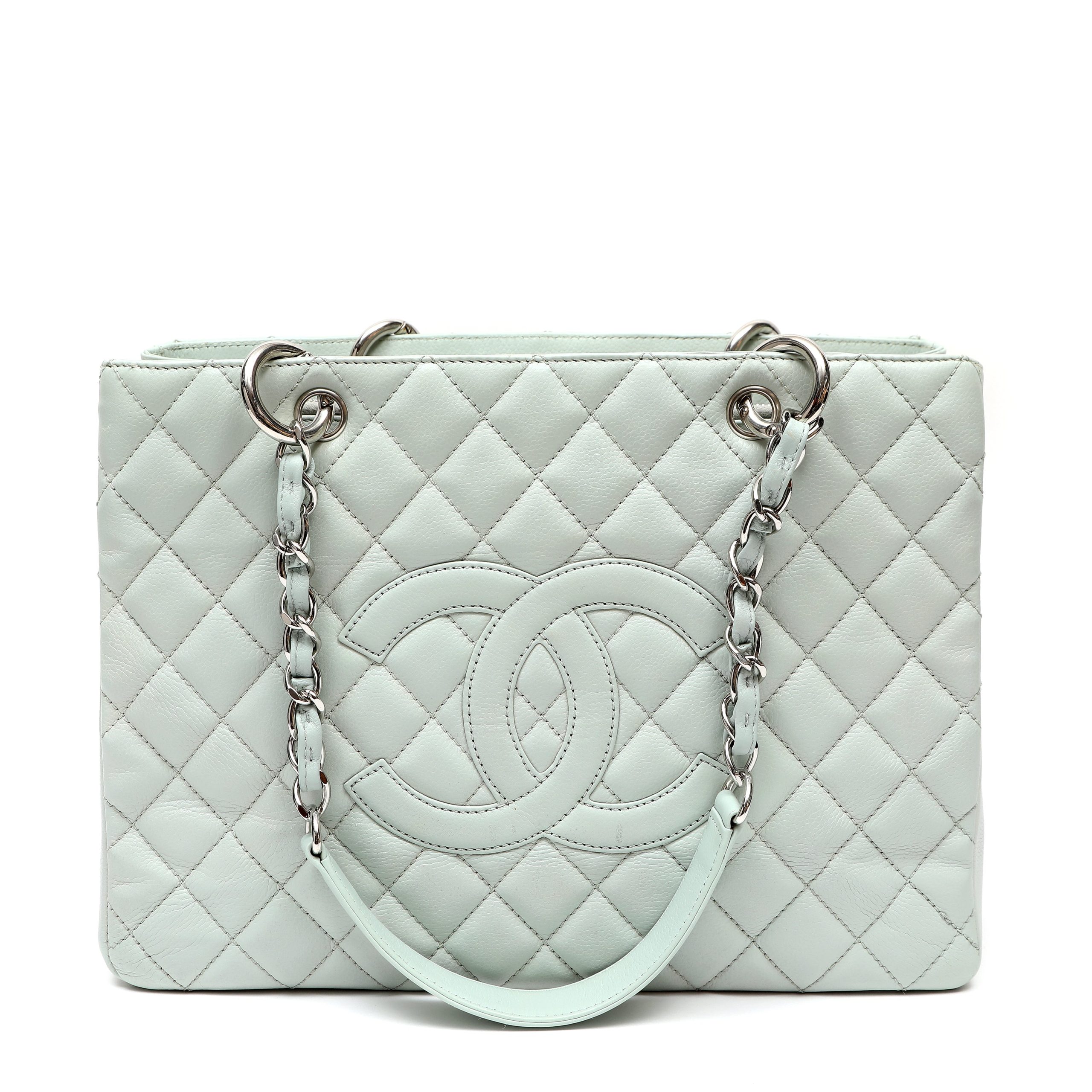 Chanel Grand Shopping Tote Powder Blue Quilted Cowhide w/Silver Hardware - 图片 2