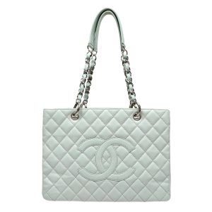 Chanel Grand Shopping Tote Powder Blue Quilted Cowhide w/Silver Hardware