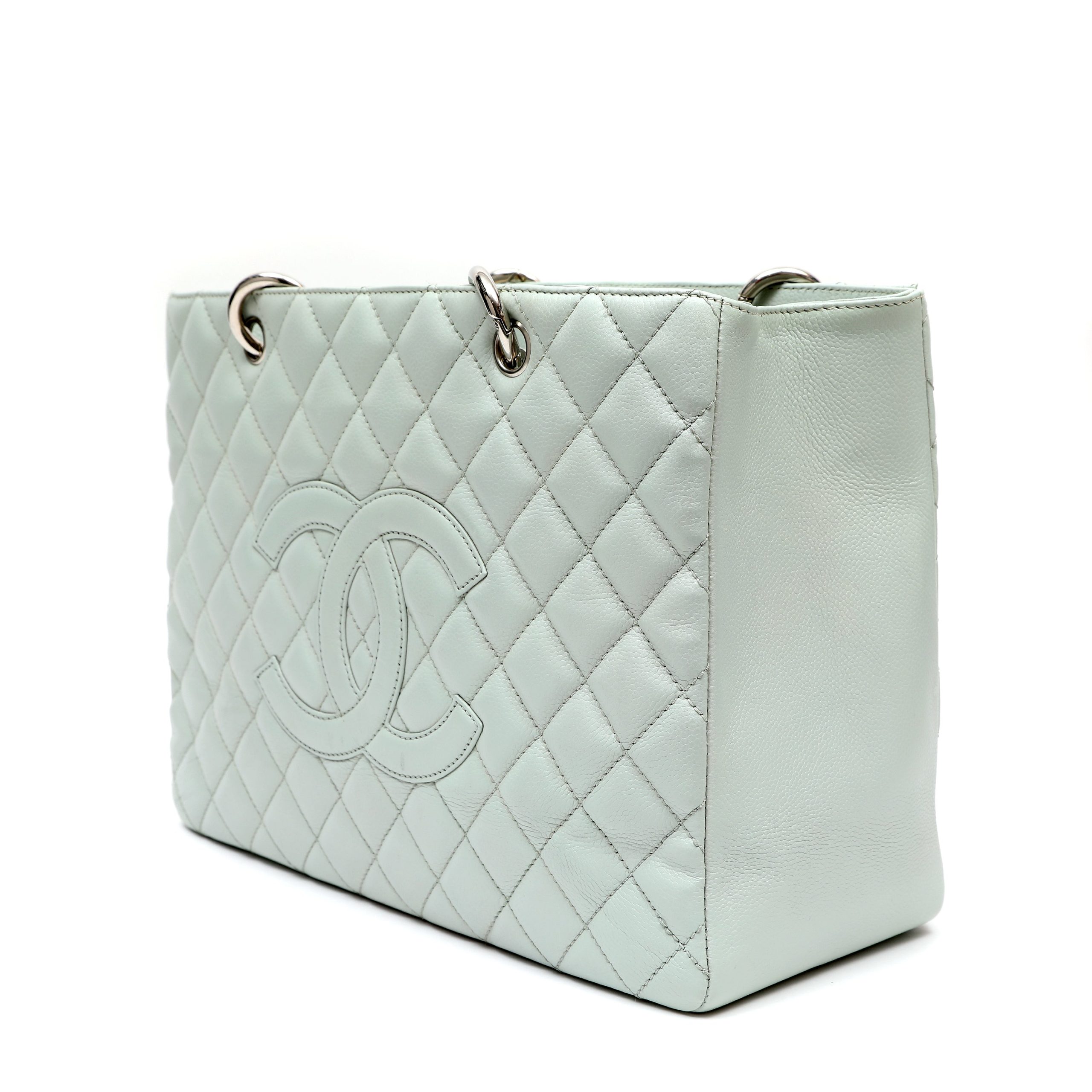 Chanel Grand Shopping Tote Powder Blue Quilted Cowhide w/Silver Hardware - 图片 3