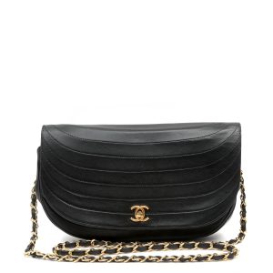Chanel Half Moon Single Flap Bag Black